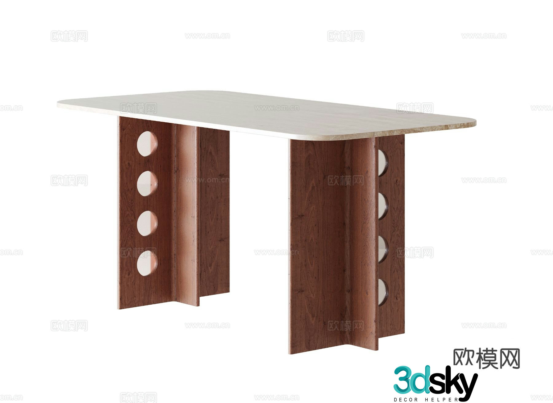 Medieval style dining table bar dining table 3D model