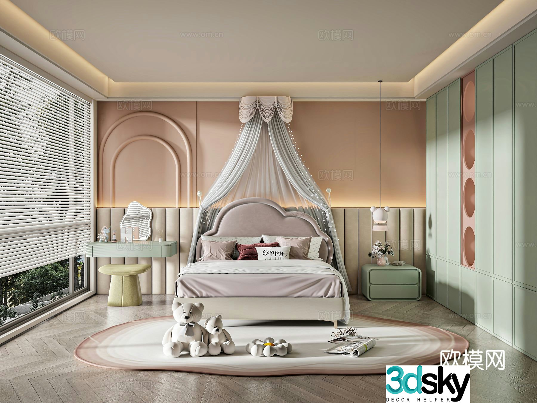 Cream style children’s room 3D model of children’s room