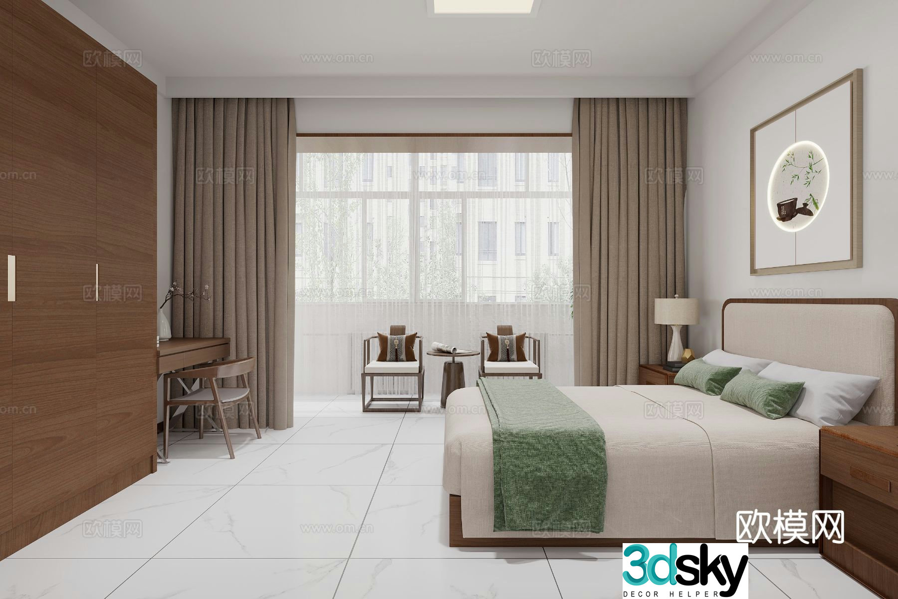 New Chinese style bedroom elderly room 3d model