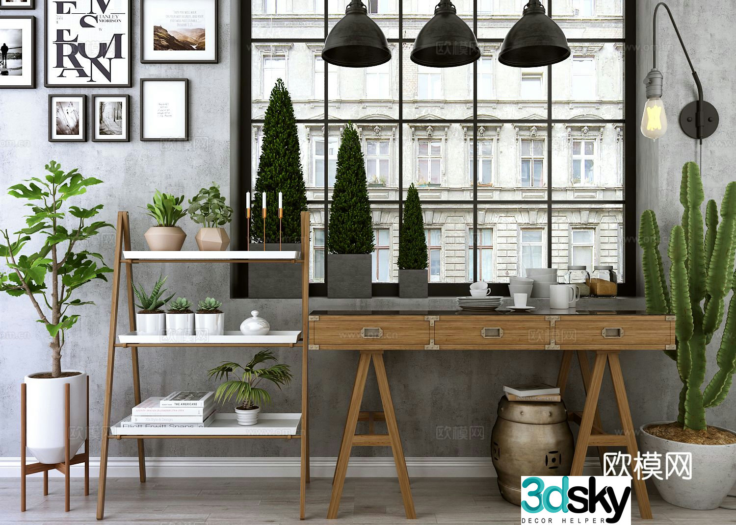 Nordic desk writing desk 3d model