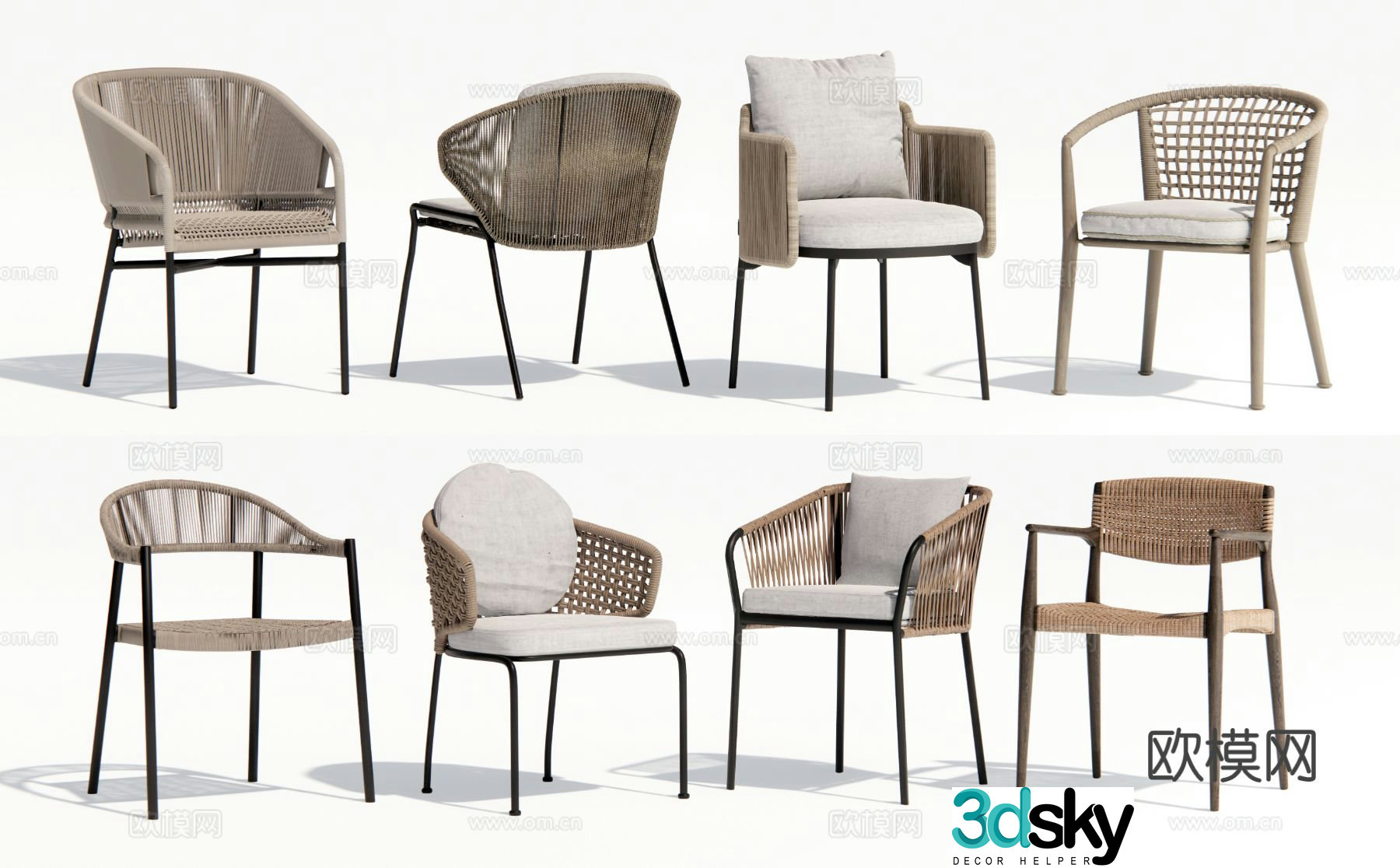 Modern outdoor chair leisure chair rattan chair 3d model