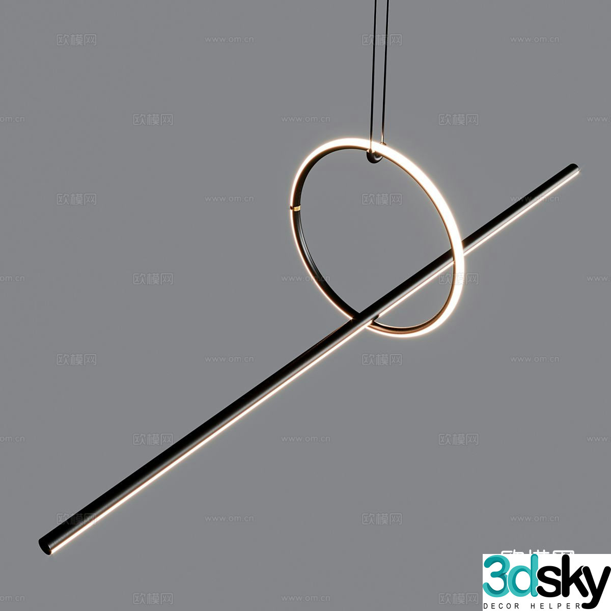 Modern strip chandelier minimalist chandelier 3d model