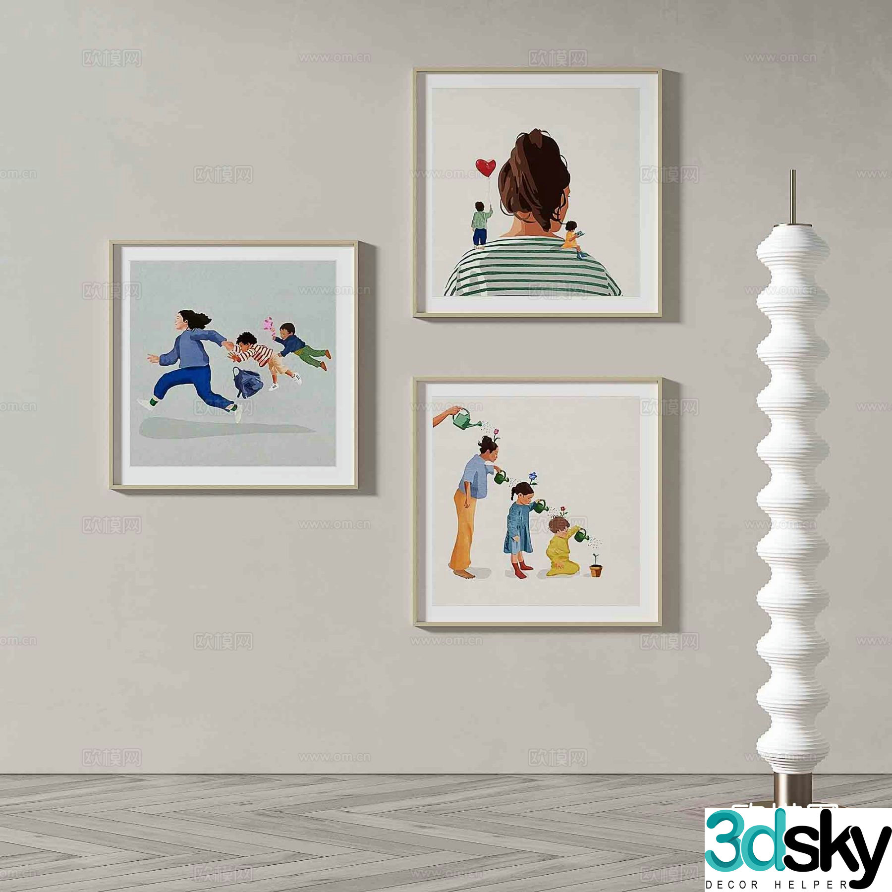 Modern minimalist painting cartoon decorative painting 3d model