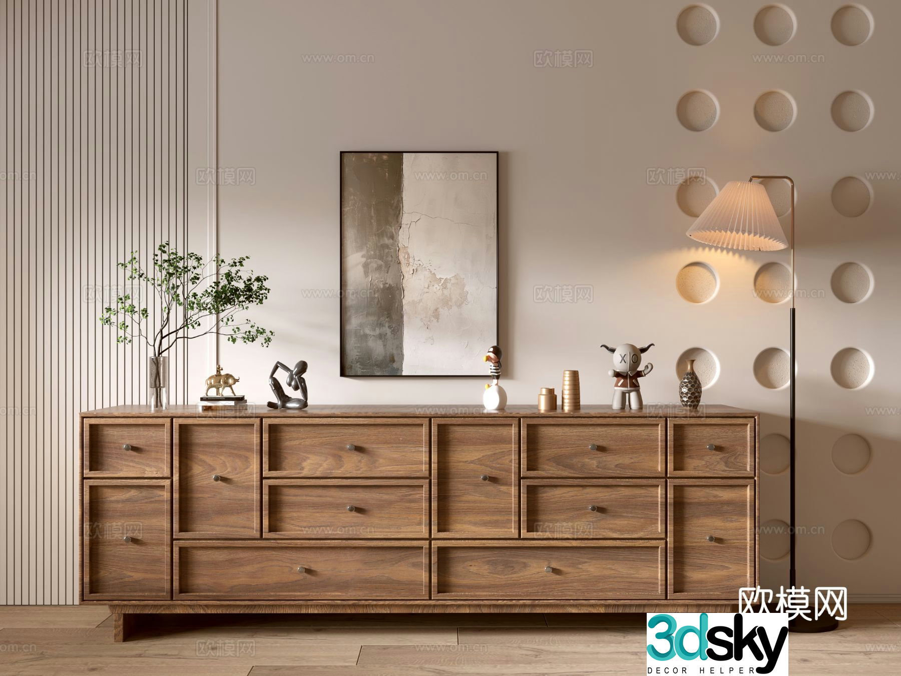 Wabi-sabi entrance cabinet 3d model