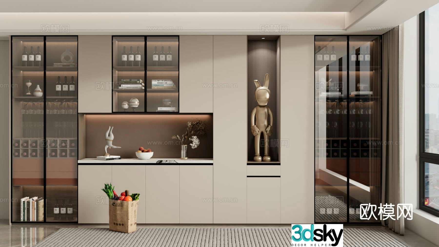 Modern wine cabinet sideboard 3d model