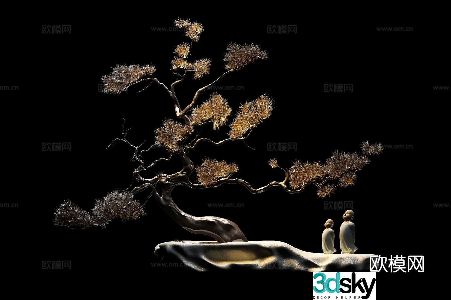 New Chinese style decoration pine tree ornaments 3D model
