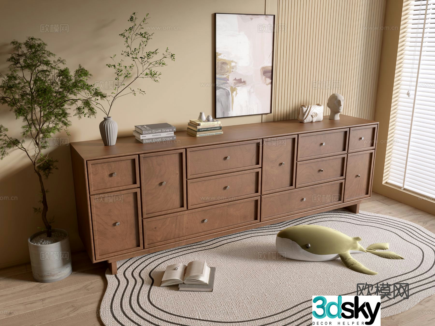 Medieval style chest of drawers 3D model