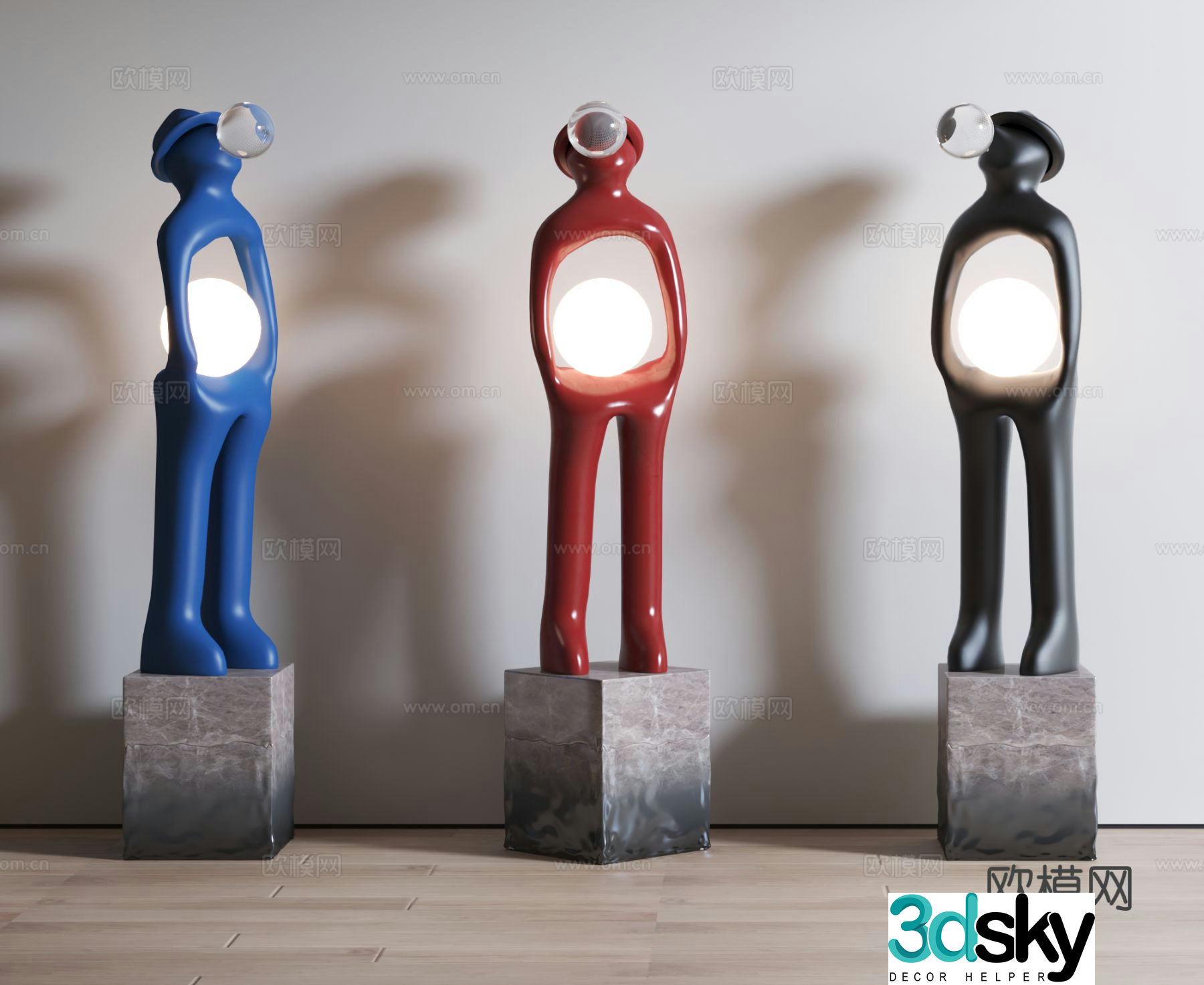 Sculpture decoration sculpture lamp humanoid ornaments 3d model