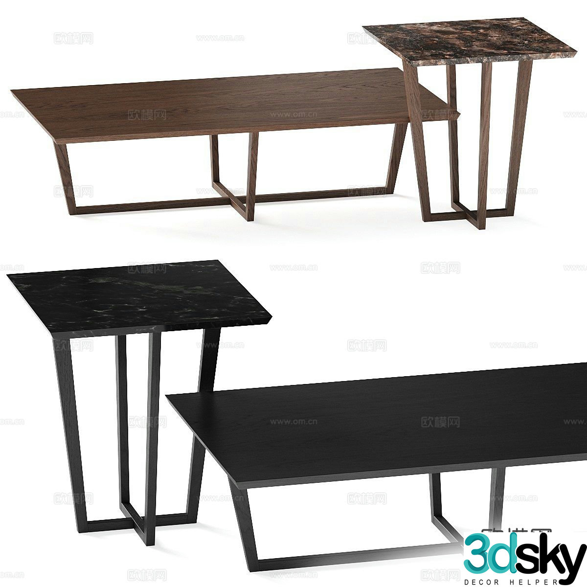 Modern square coffee table 3d model