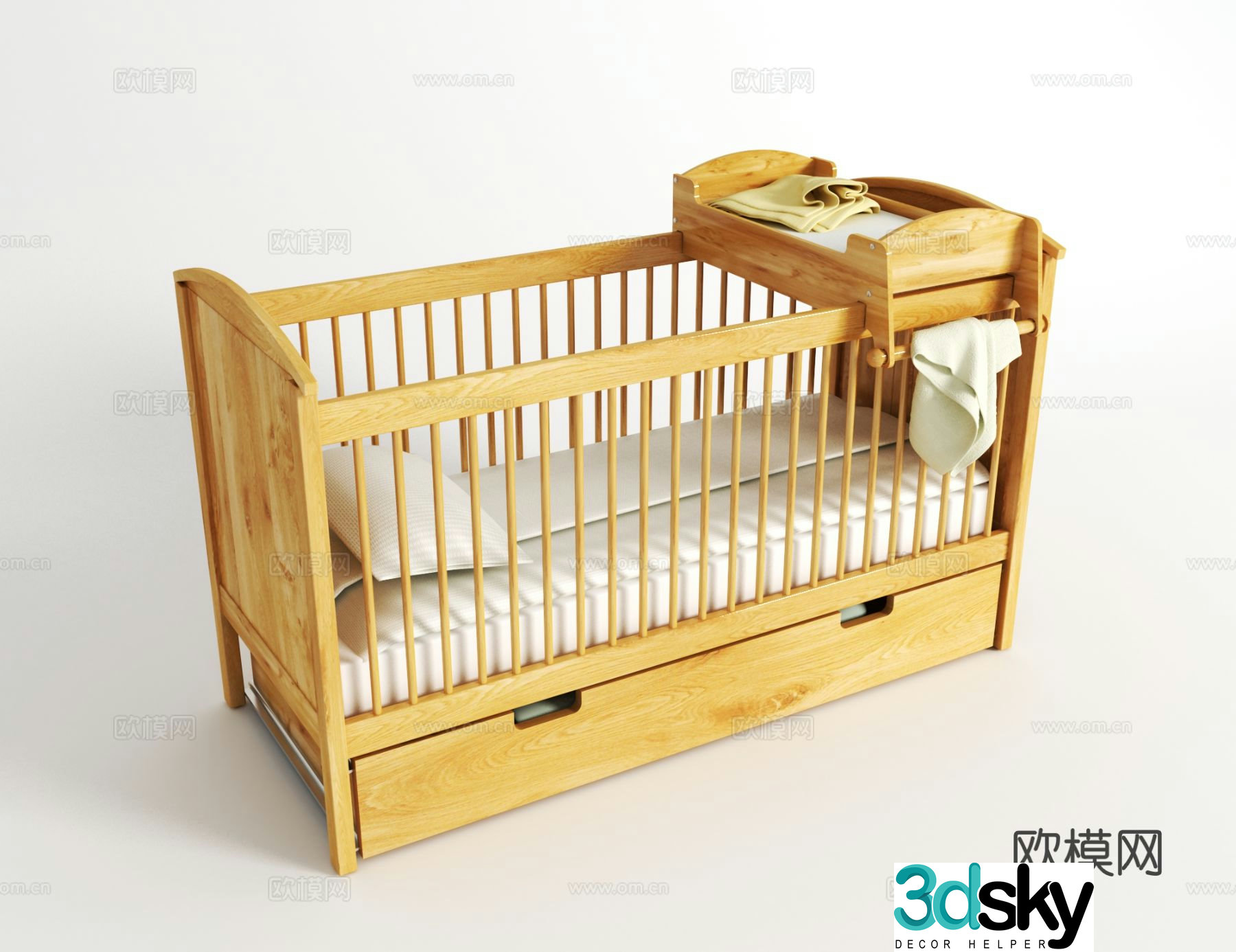 Log style crib 3d model