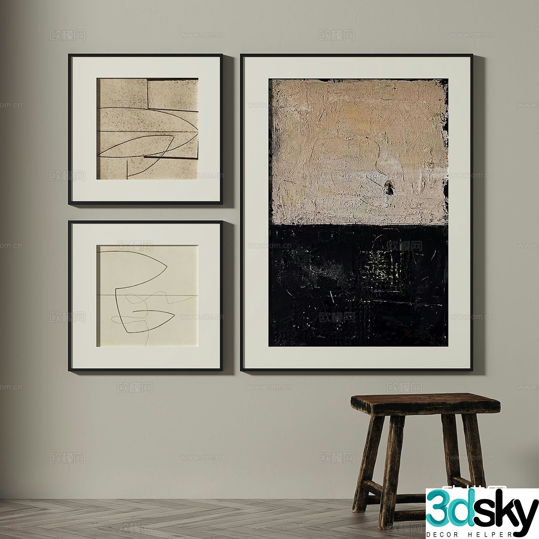 Wabi-sabi art painting decorative painting 3d model