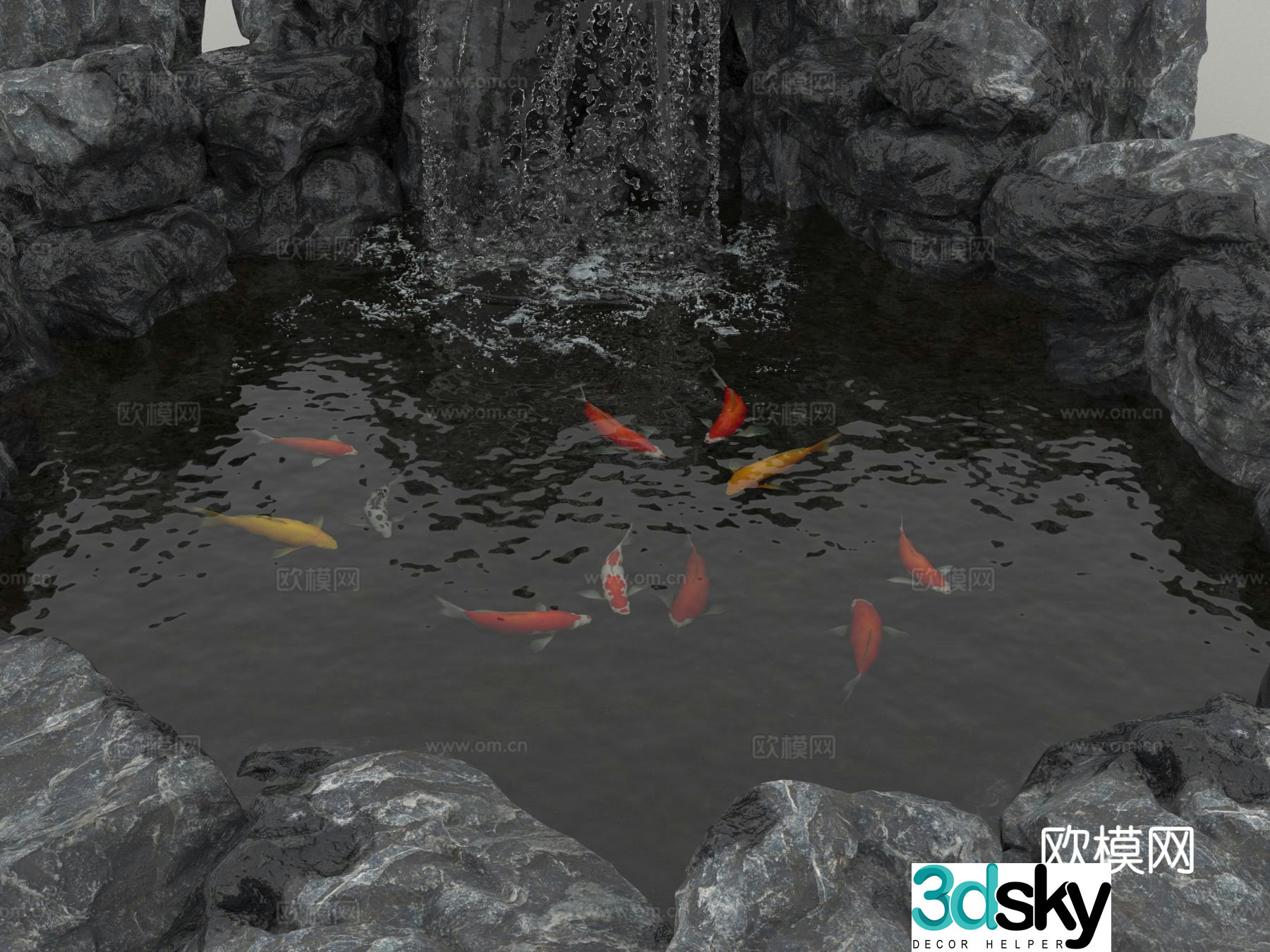 pool landscape animal landscape fish 3d model