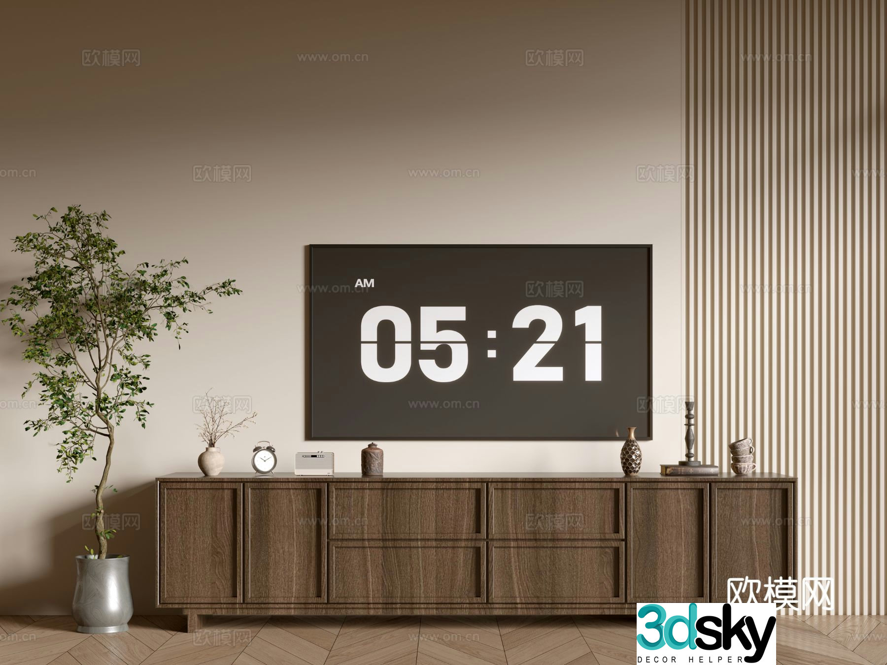 Log style TV cabinet Wood grain TV cabinet 3D model
