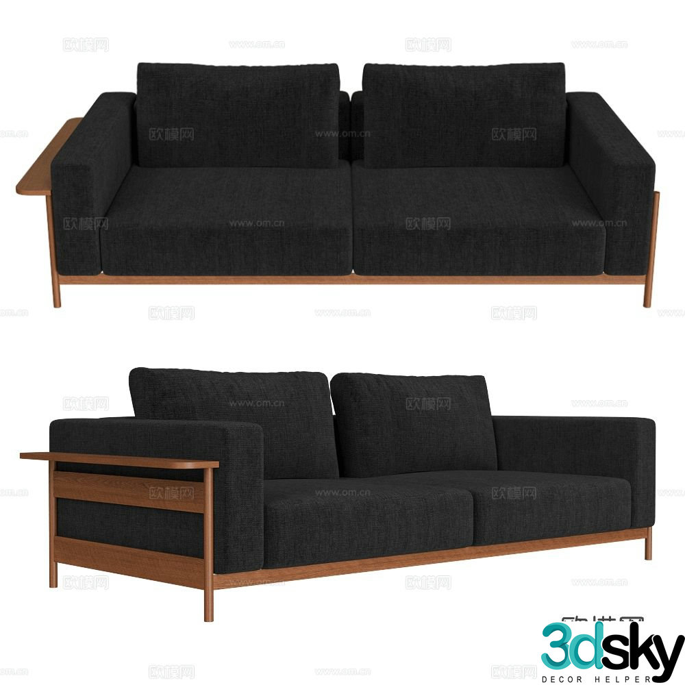 Scandic double sofa upholstered sofa 3d model