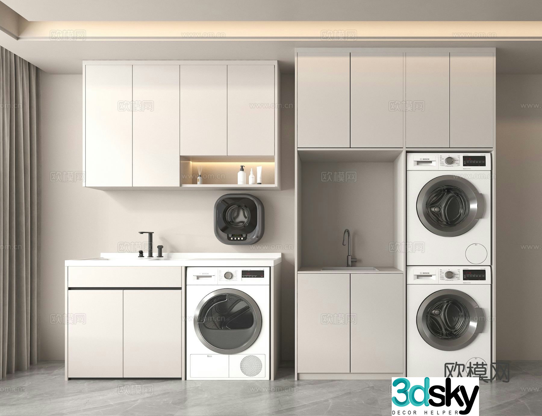 Modern washing machine cabinet balcony cabinet 3d model