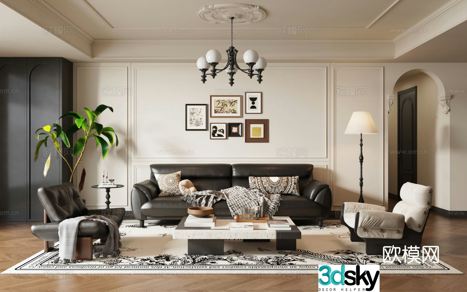 French living room 3d model