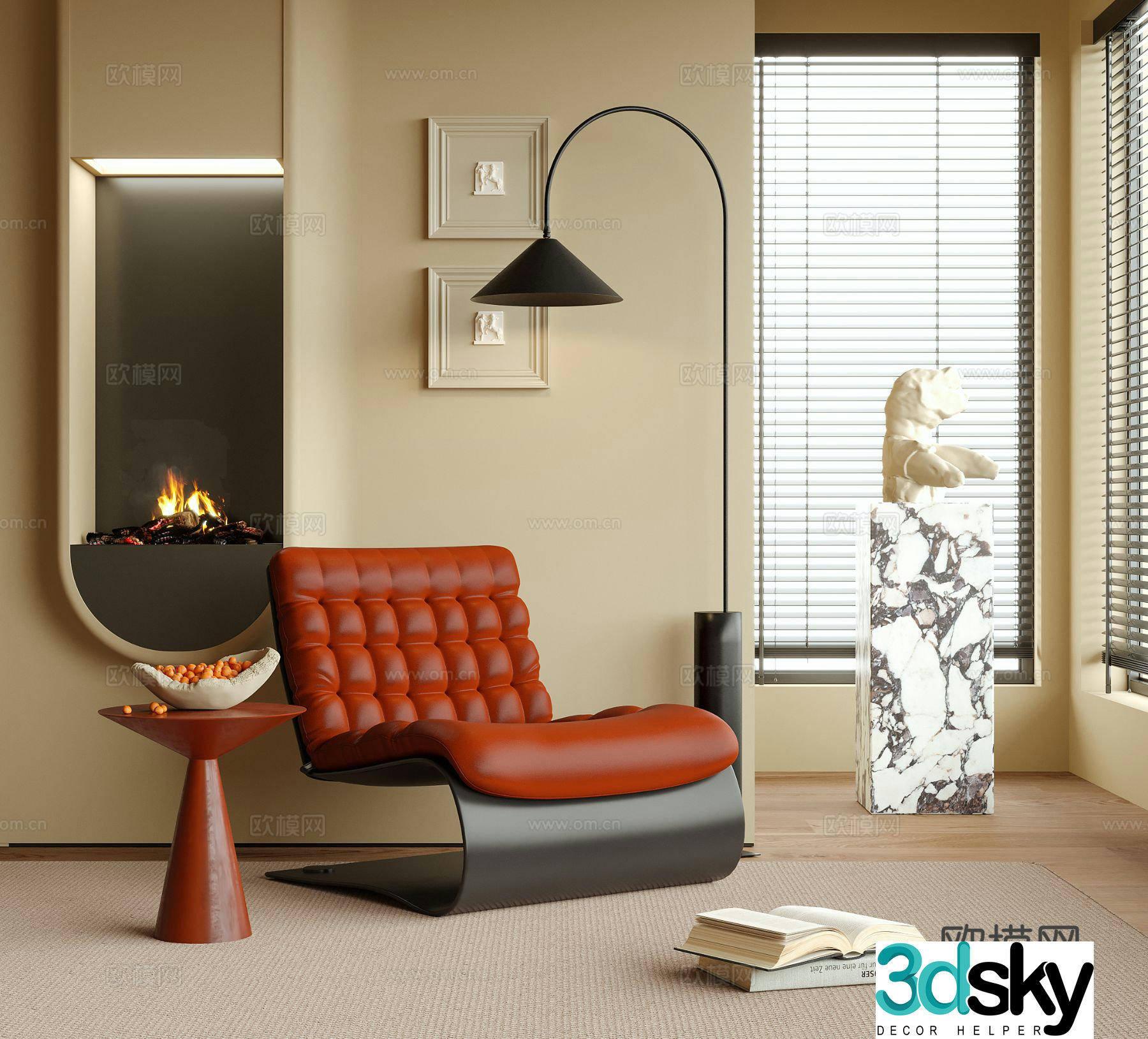 Medieval style leisure chair sofa chair 3d model