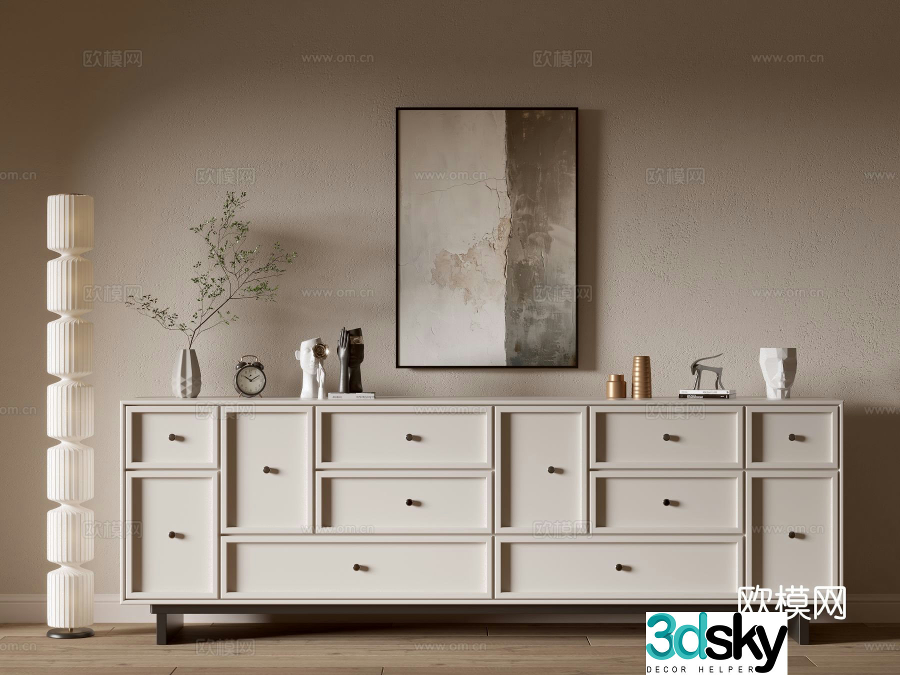 Cream style cabinet chest 3d model
