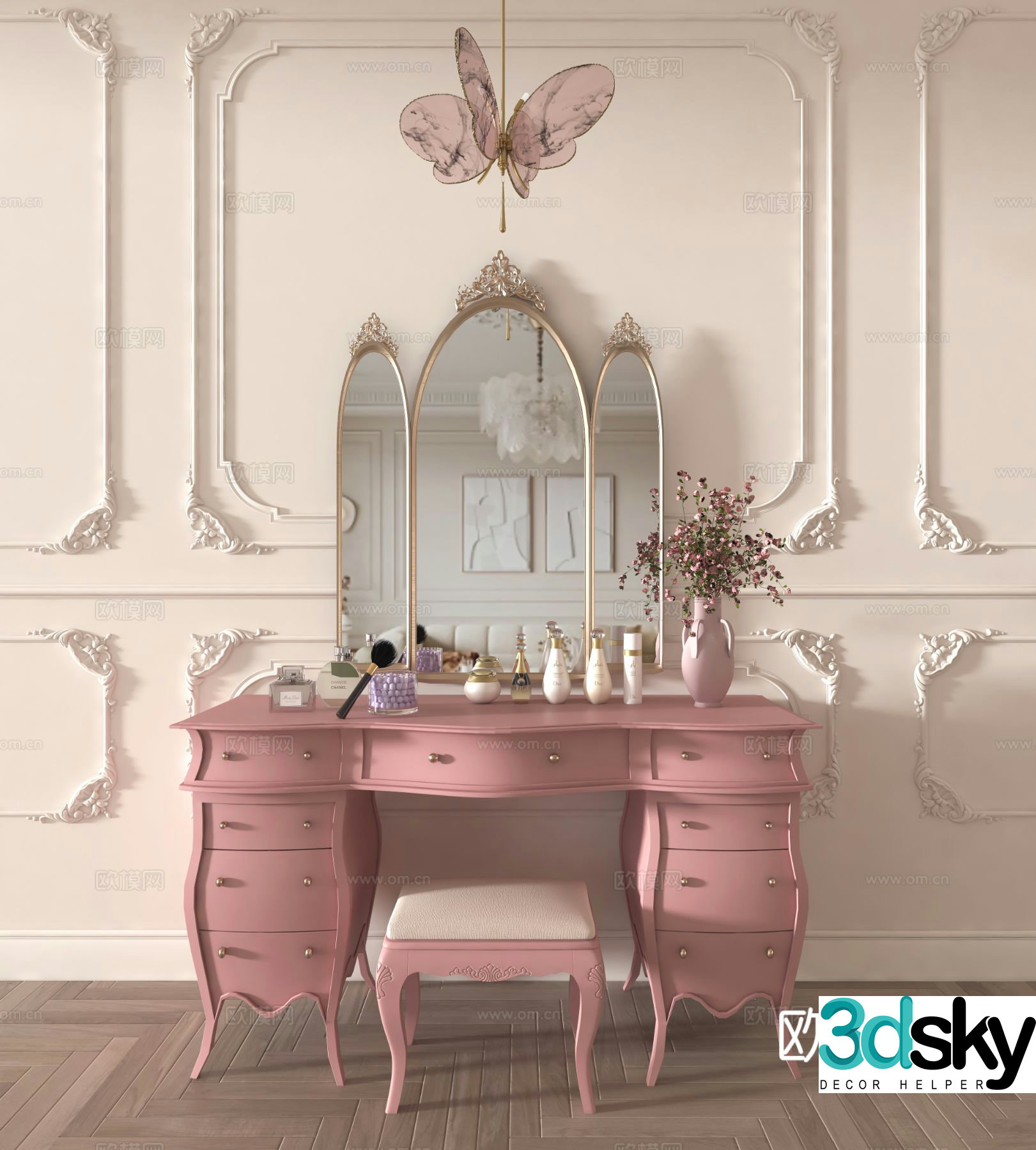 Simple European dressing table dressing table 3D model