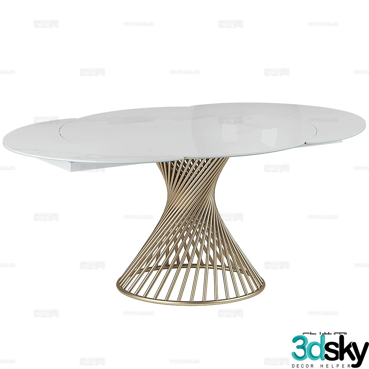 Light luxury dining table Marble dining table 3D model