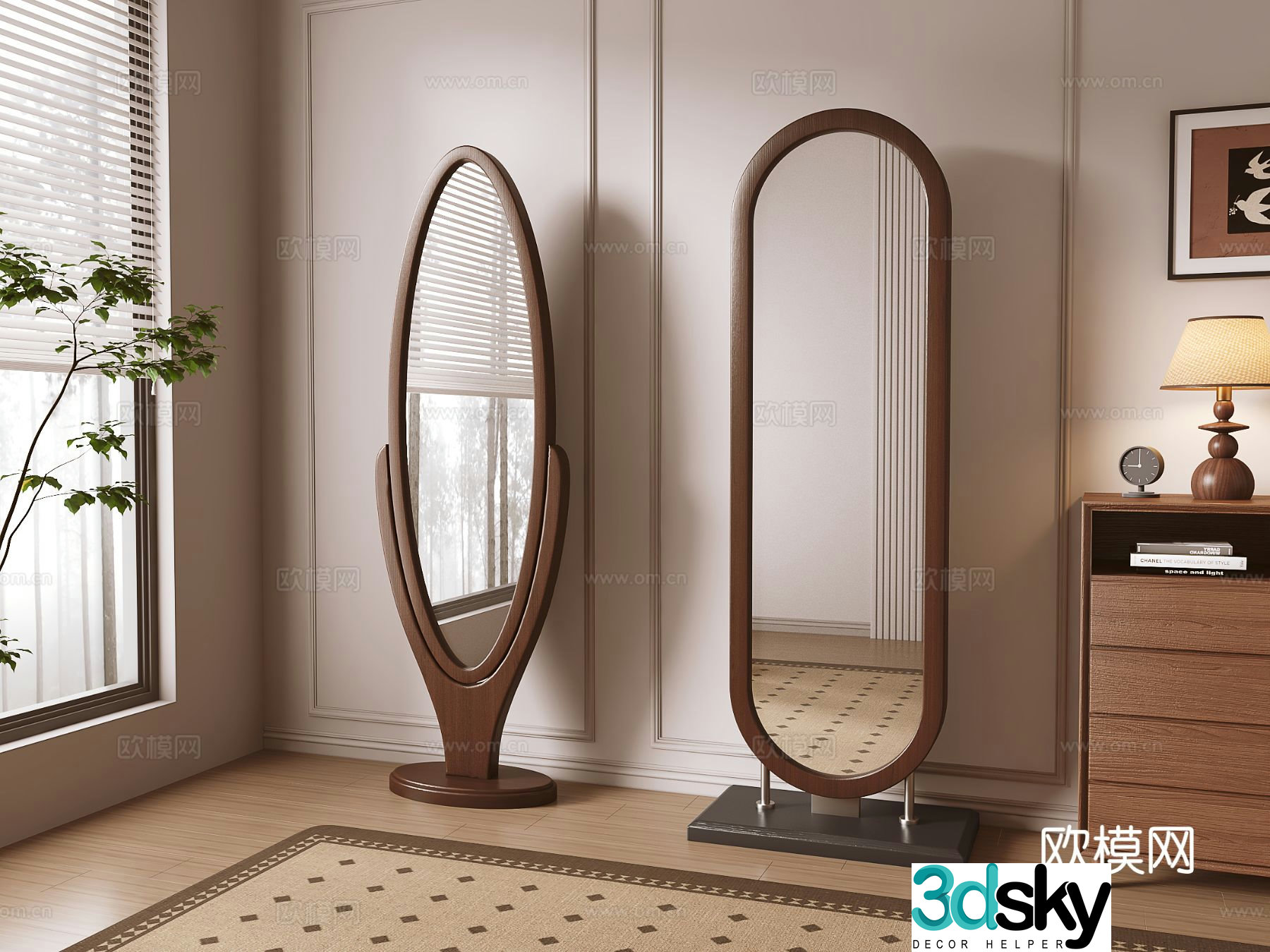 Medieval style full-length mirror floor mirror mirror 3d model
