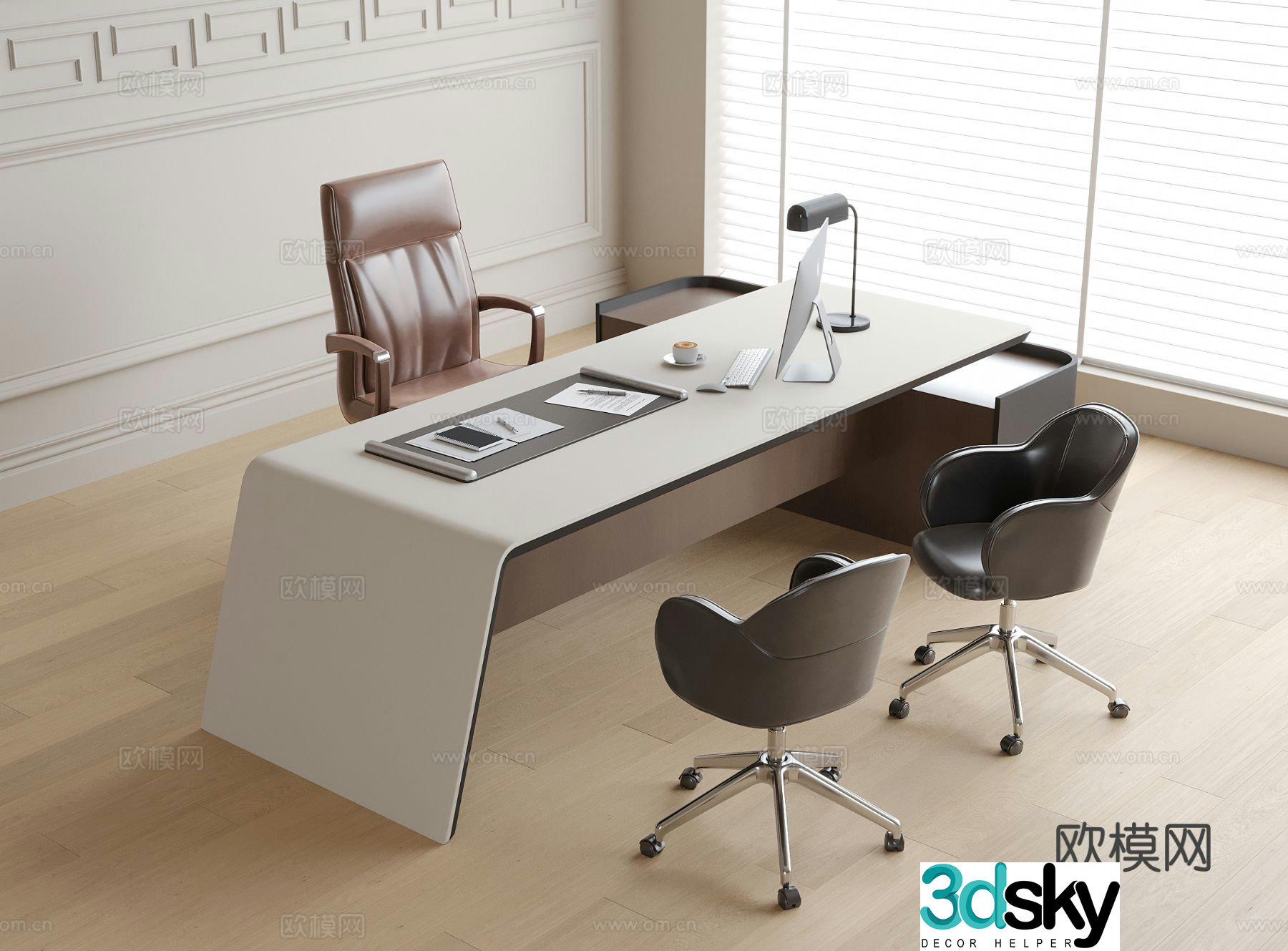 Boss desk and chair manager desk desk desk 3D model