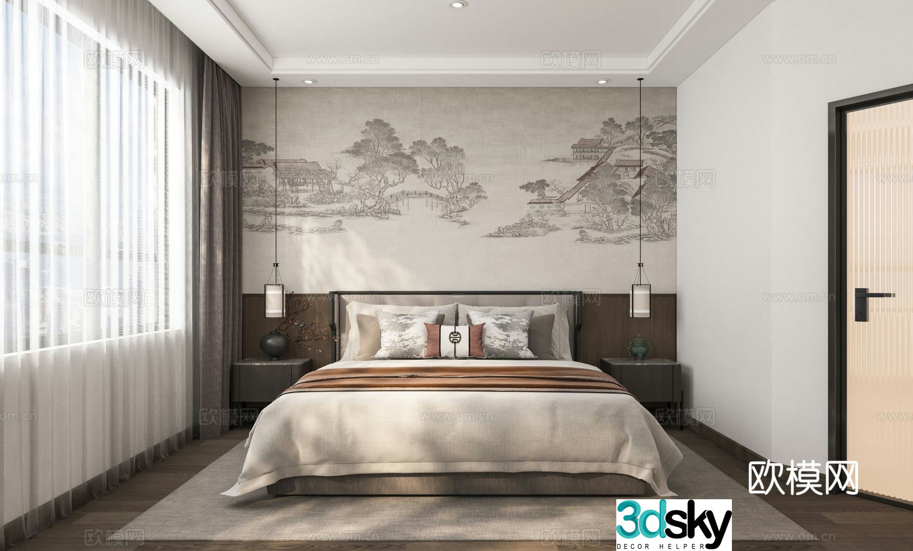 New Chinese style bedroom master bedroom 3d model