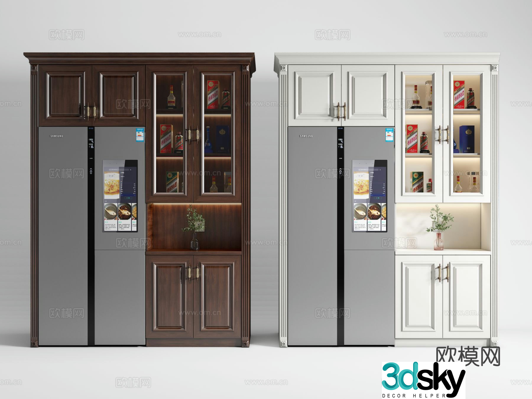 American wine cabinet refrigerator cabinet 3d model
