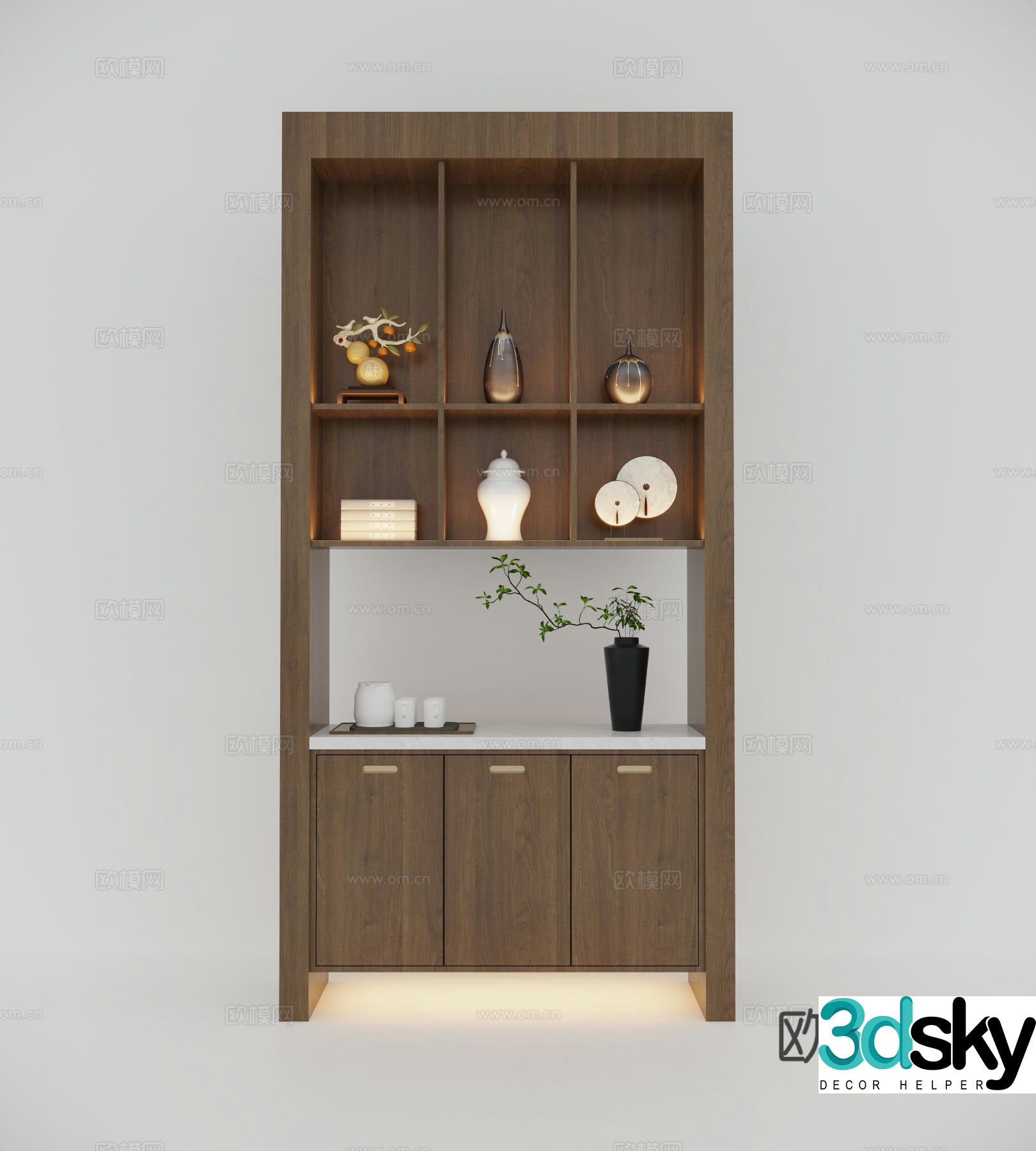New Chinese style decorative cabinet 3d model