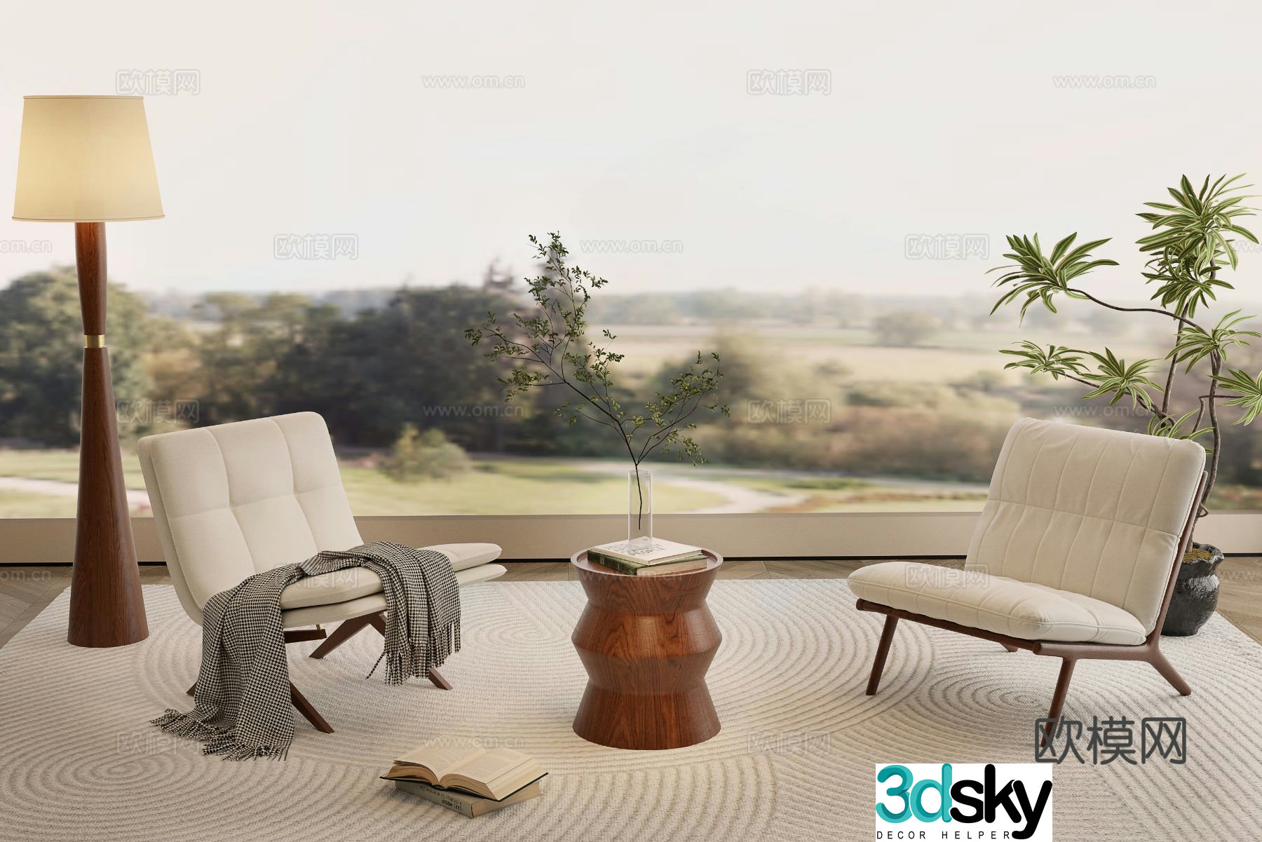 Medieval style chair leisure chair table 3d model