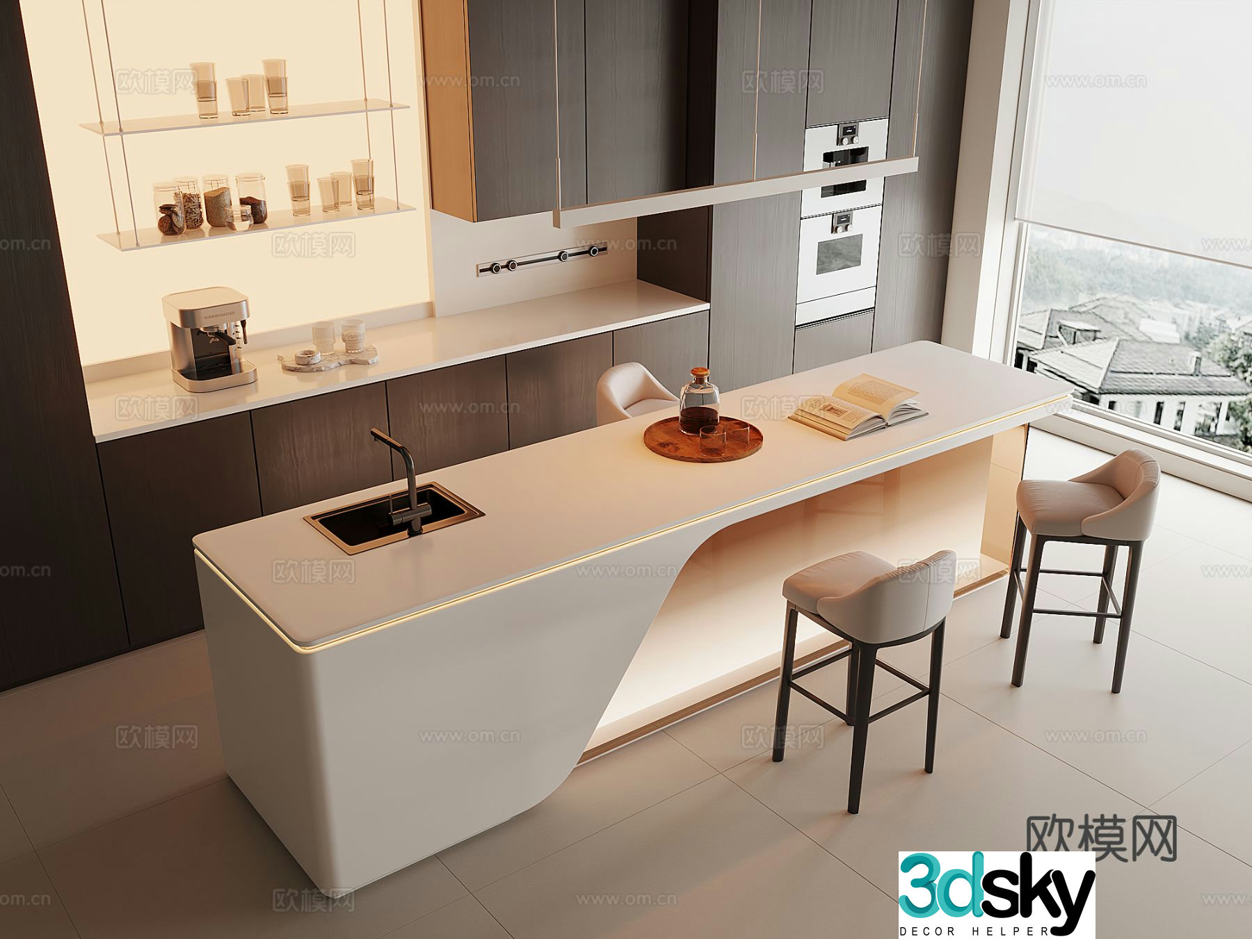 Modern bar island 3d model