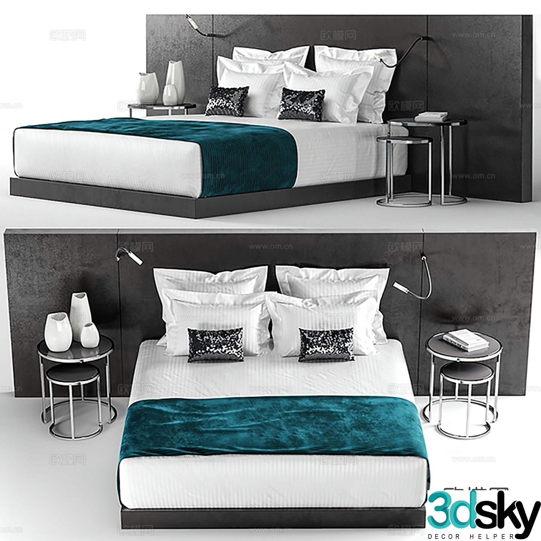 Modern double bed 3d model