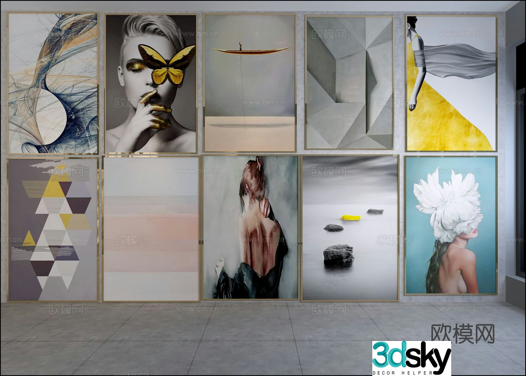 Nordic decorative painting hanging painting figure painting 3d model