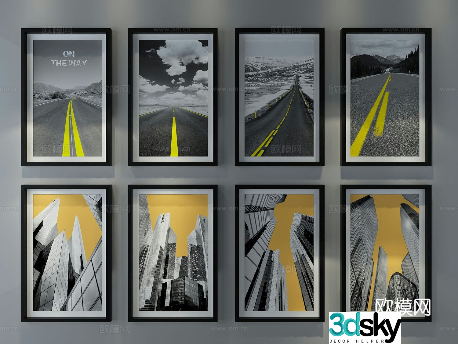Modern minimalist painting architectural painting decorative painting 3D model