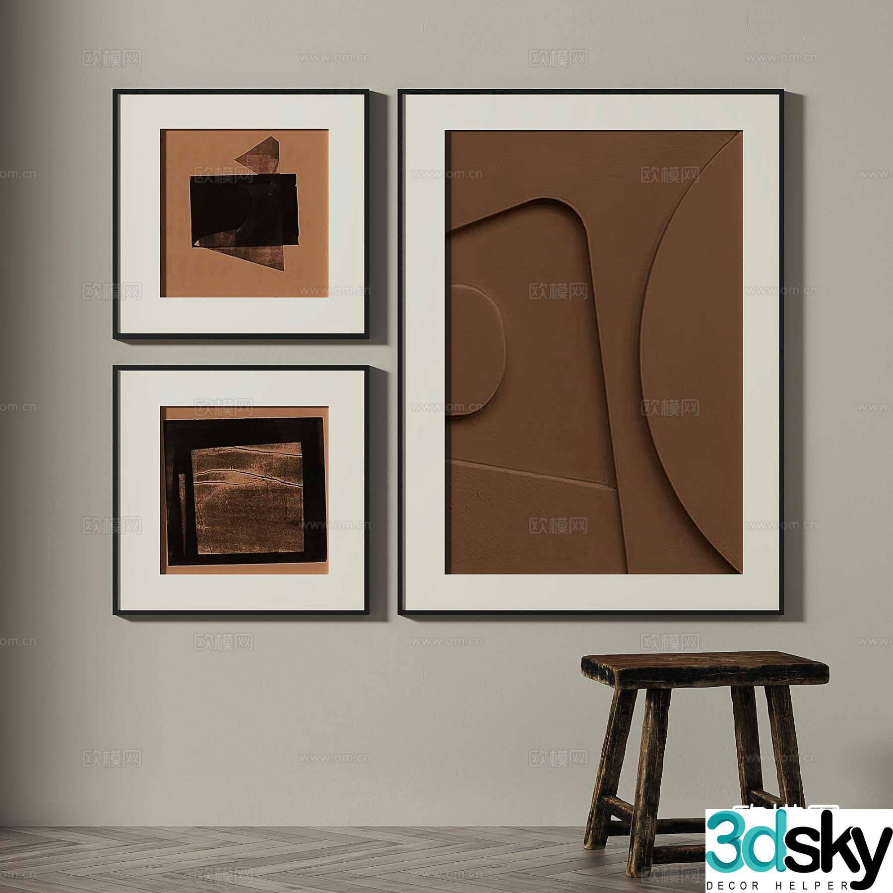 Medieval style retro painting abstract painting decorative painting 3D model