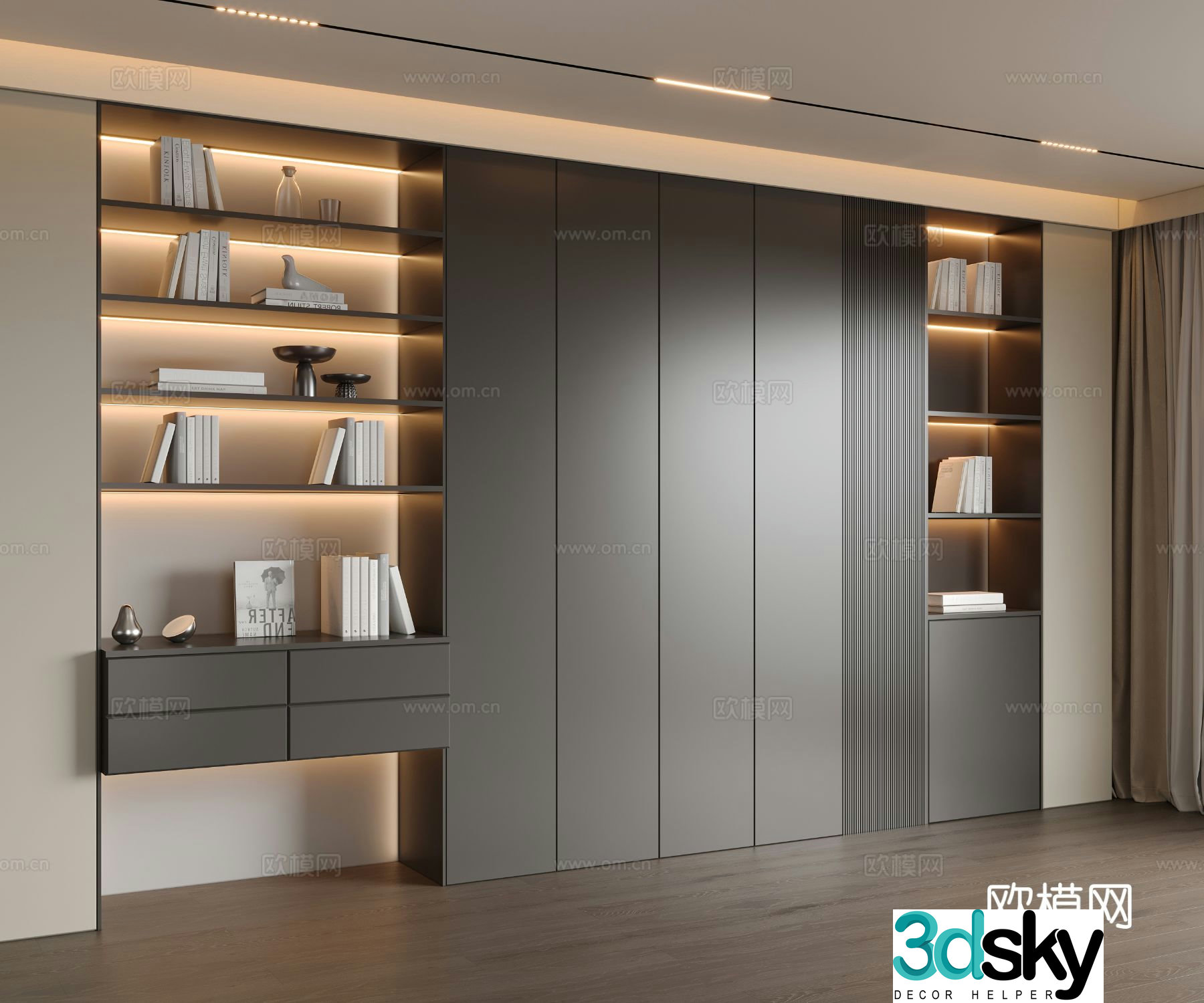 Modern bookcase bookshelf 3d model