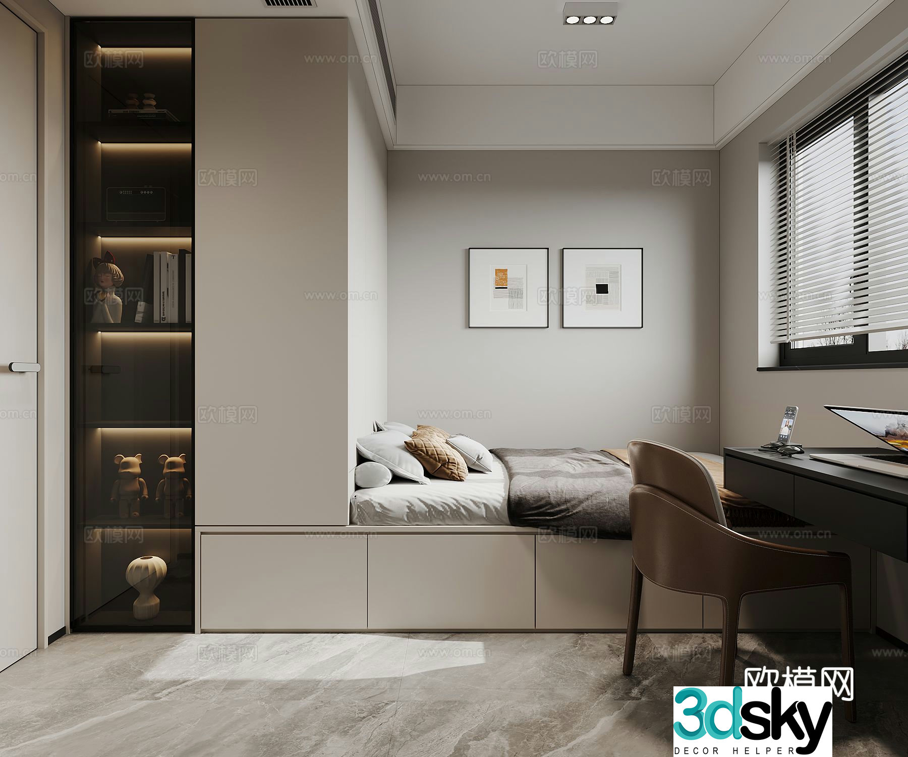 Modern tatami bedroom 3d model