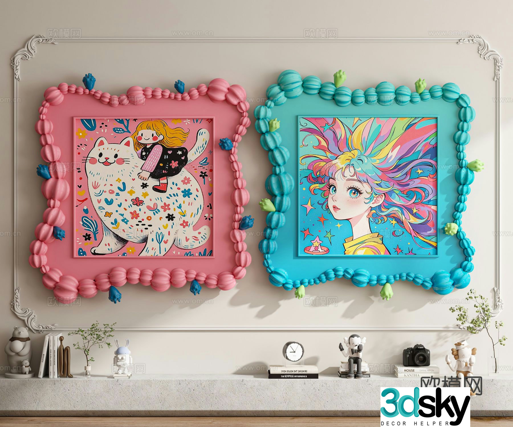 Dopamine children’s room hanging painting decorative painting 3D model