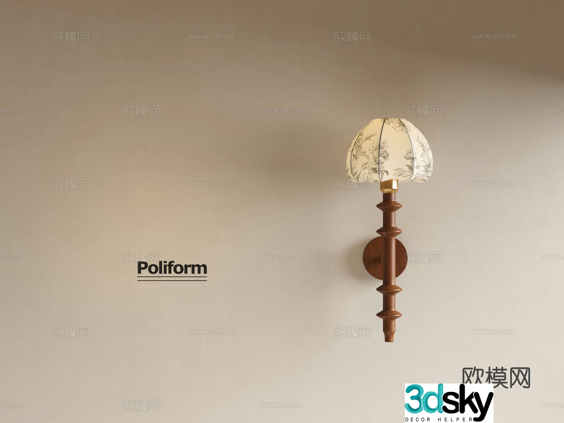 Medieval style wall lamp 3d model