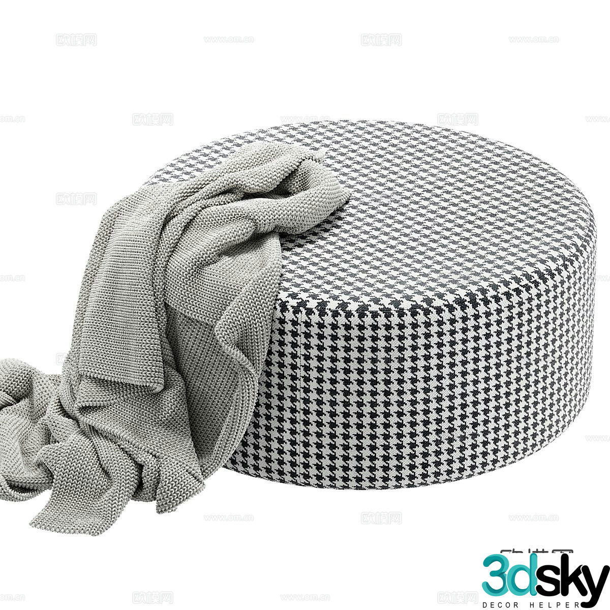 Round sofa stool footrest 3d model