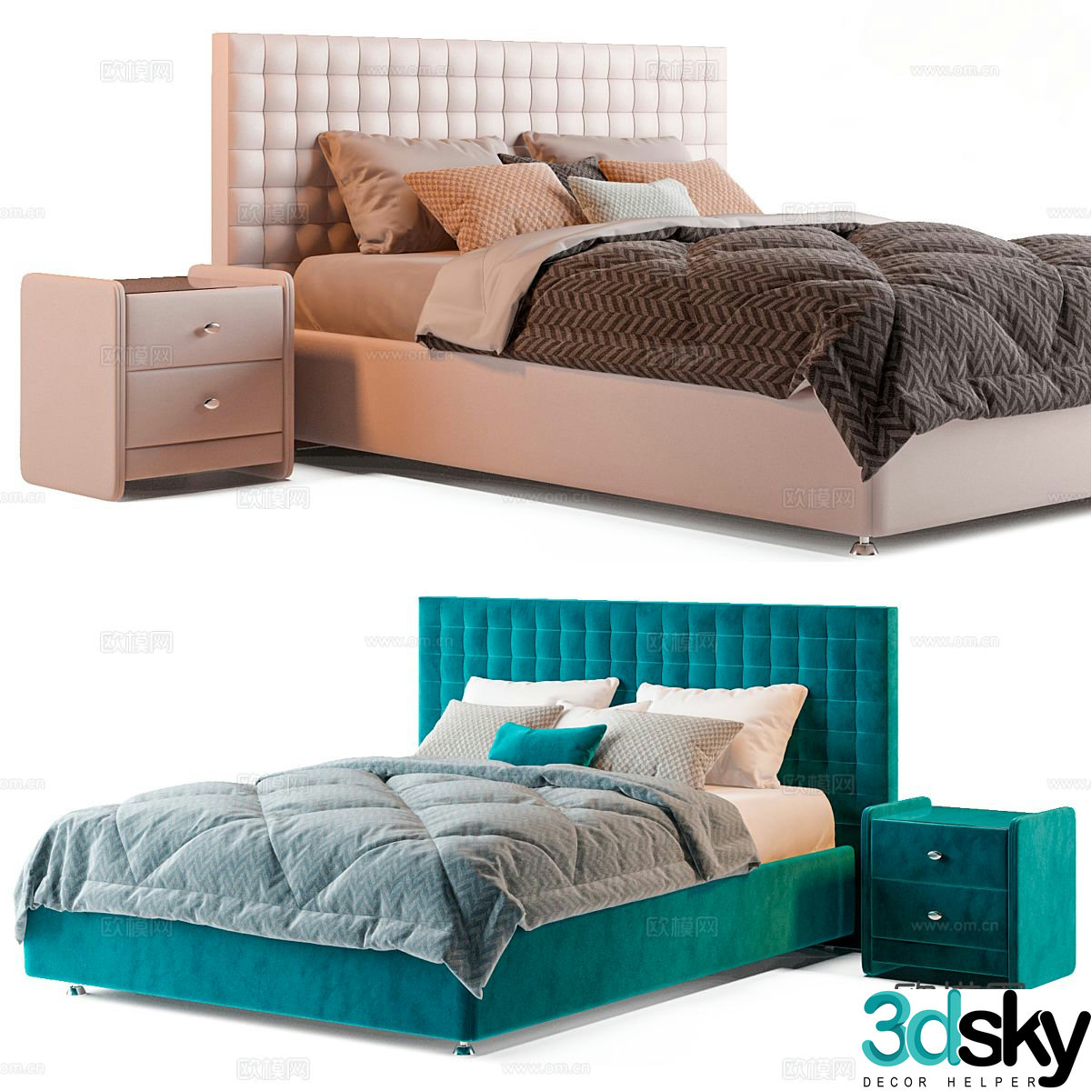 Modern double bed 3d model