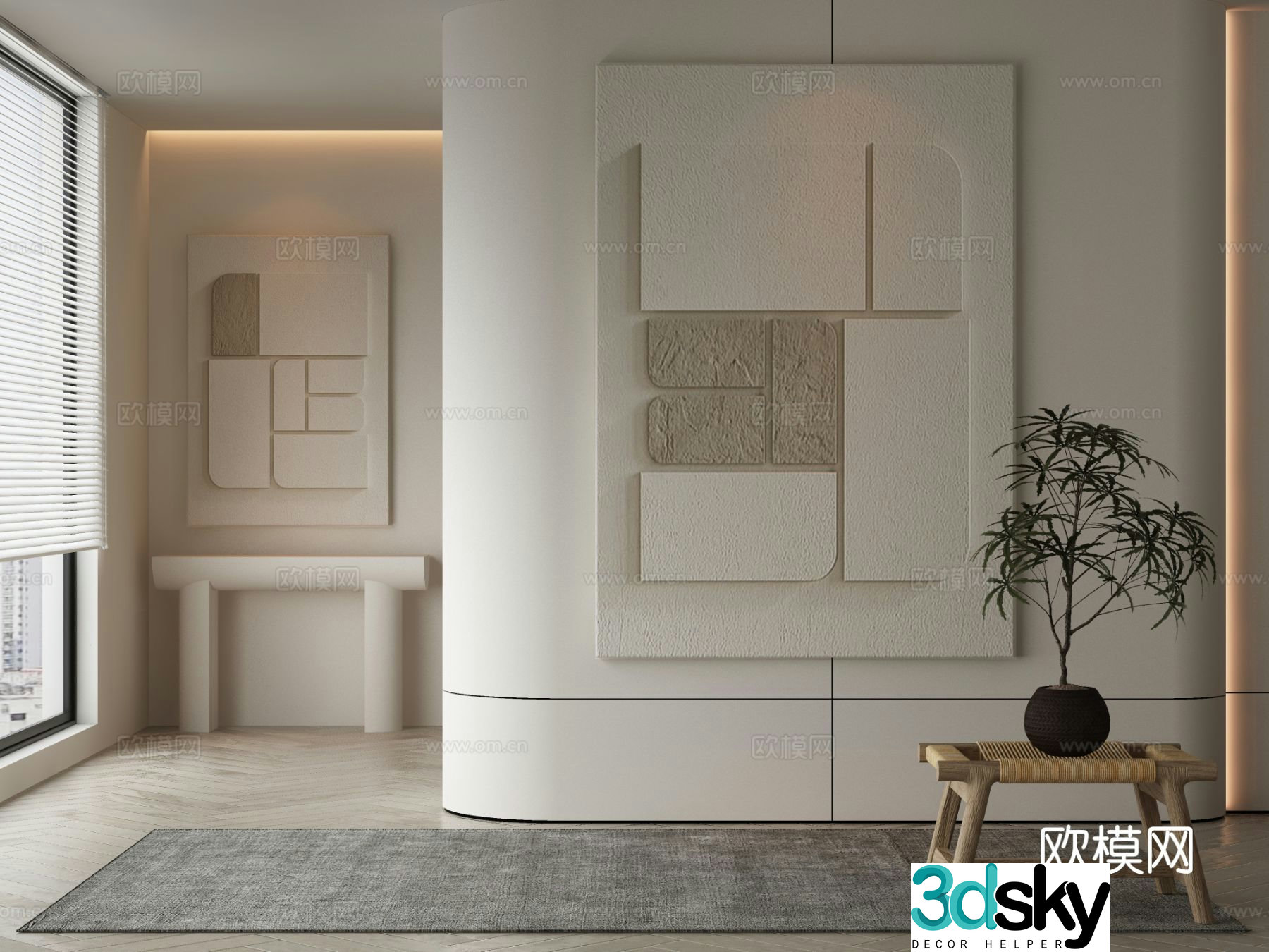 Modern texture painting decorative painting 3d model