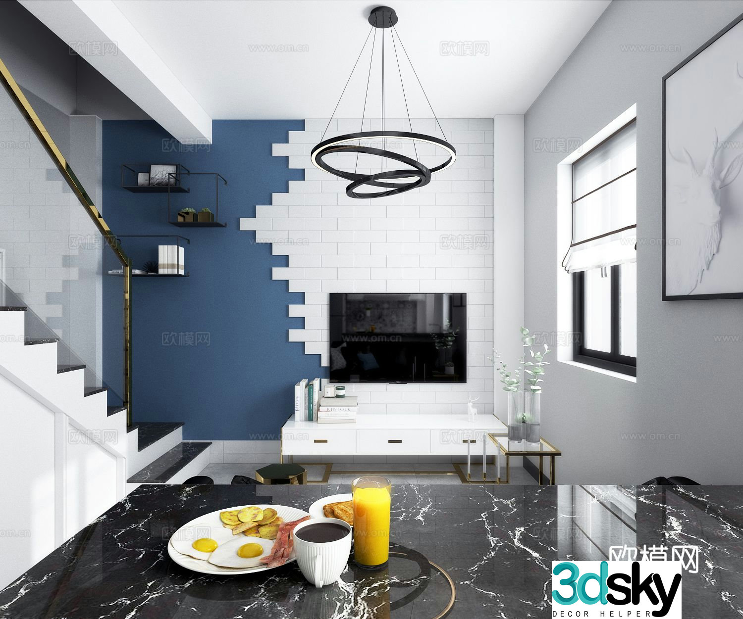 Nordic LOFT apartment living room 3d model