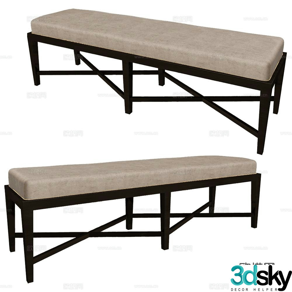 Dantone Italian footrest bed end stool 3d model
