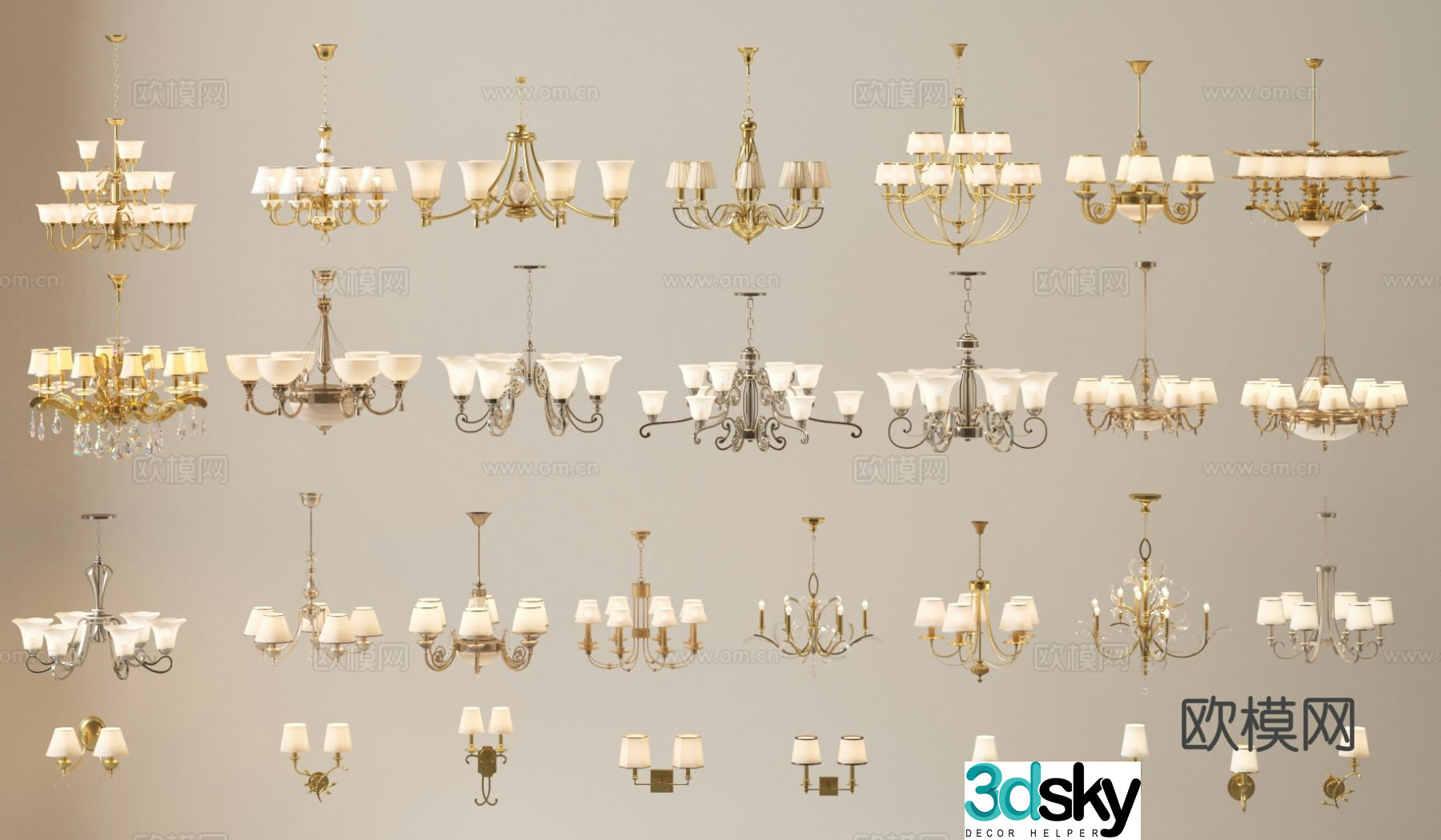 American chandelier hall chandelier 3d model
