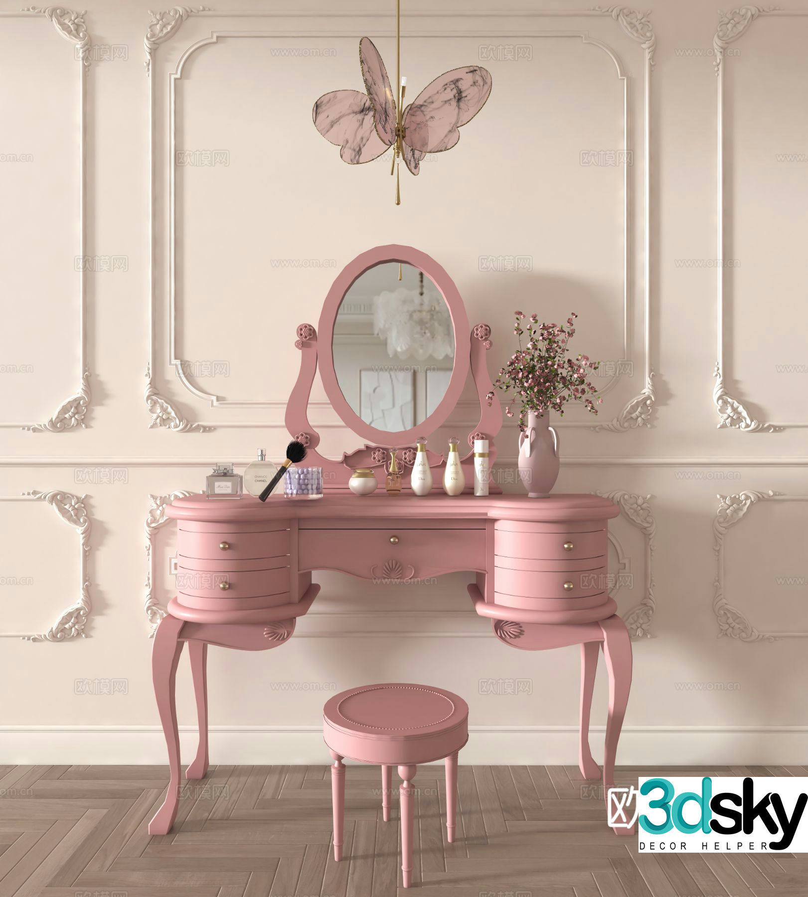 Simple European dressing table dressing table 3D model