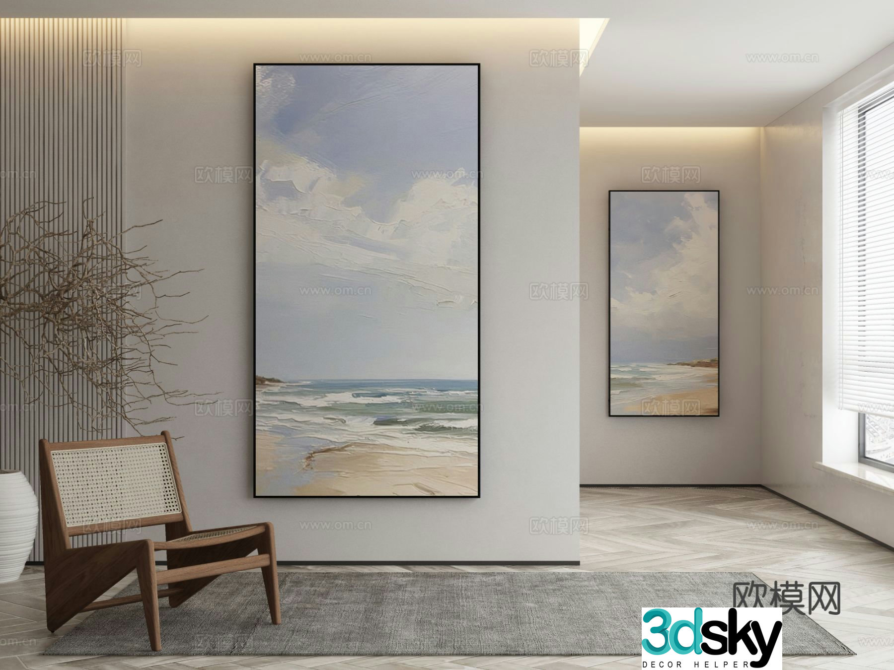 Modern landscape painting decorative painting 3d model