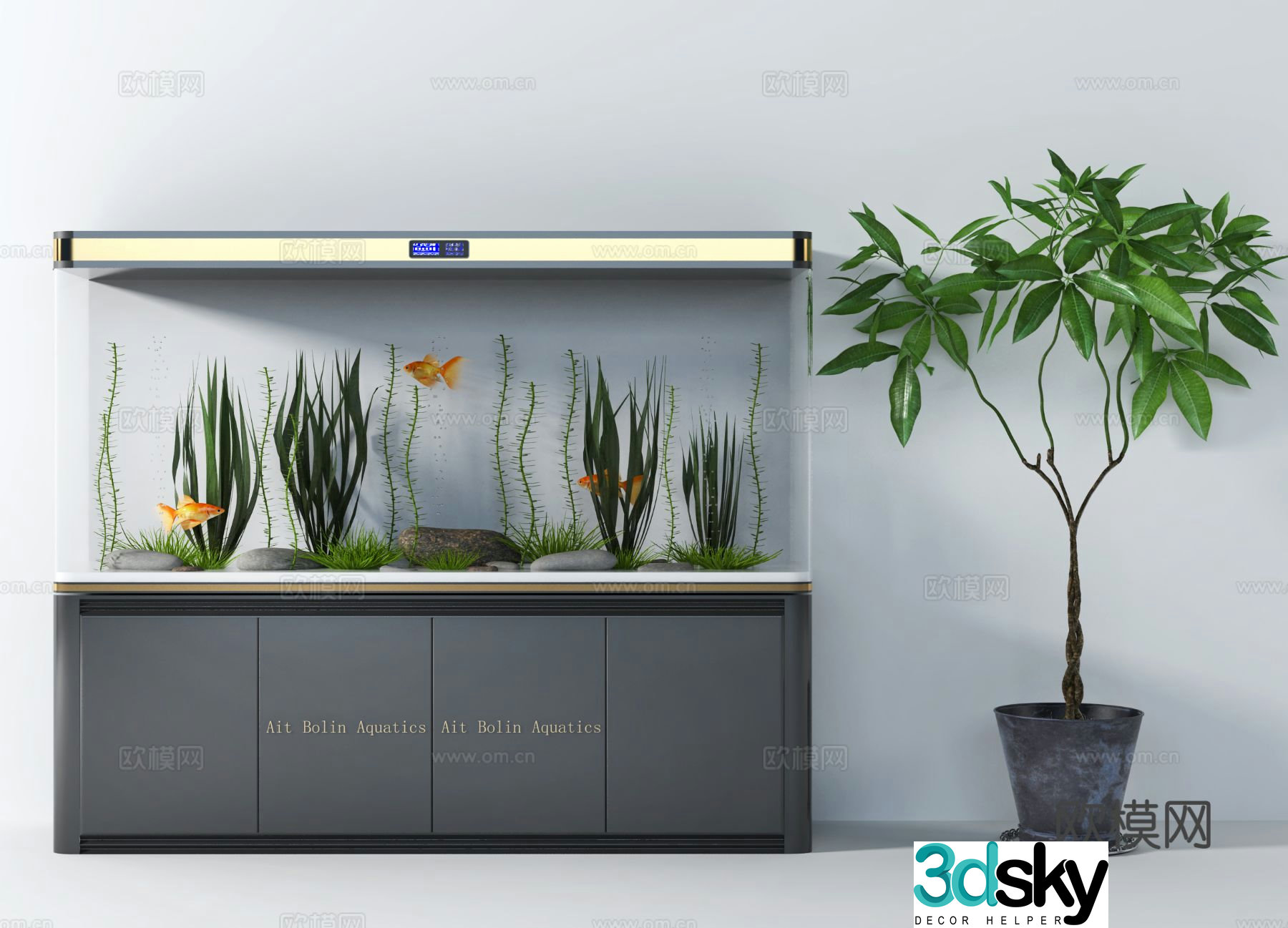 Modern fish tank aquarium 3d model