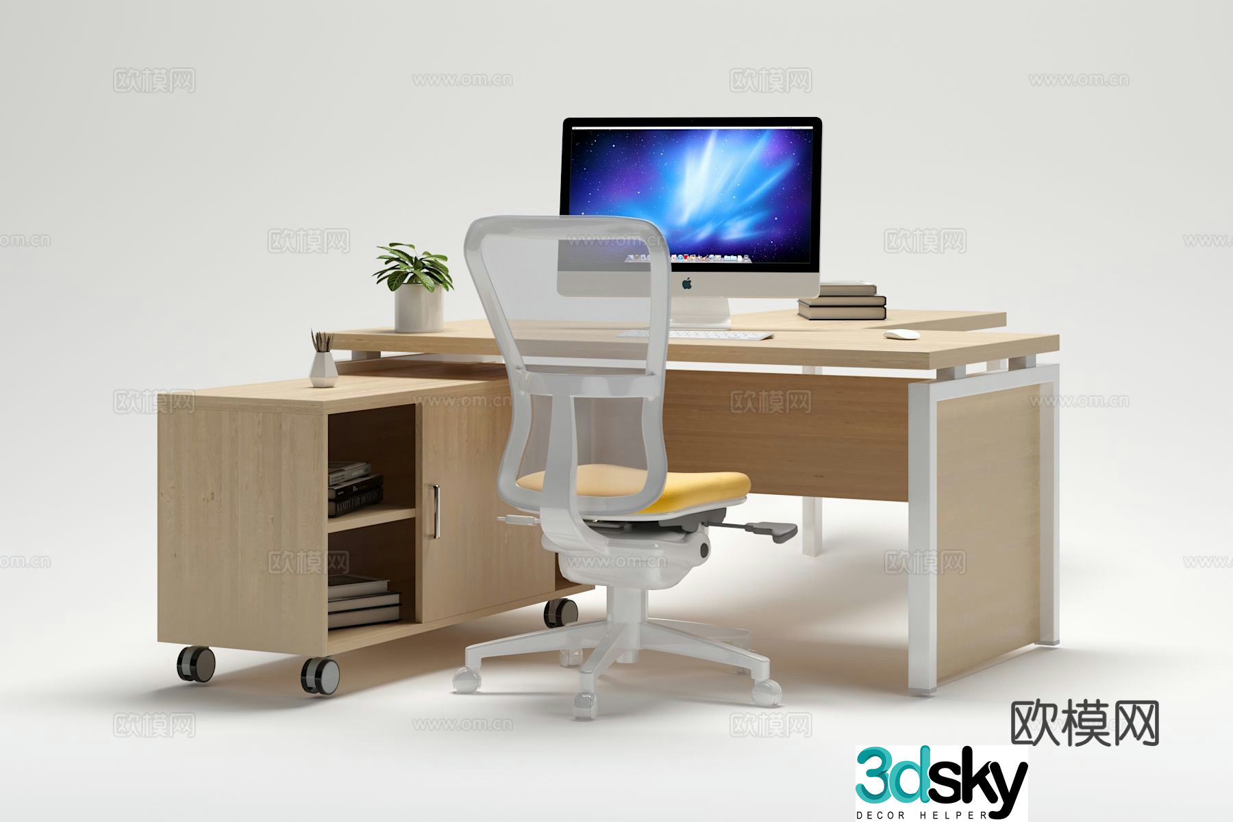 Modern office desk office desk boss desk 3d model