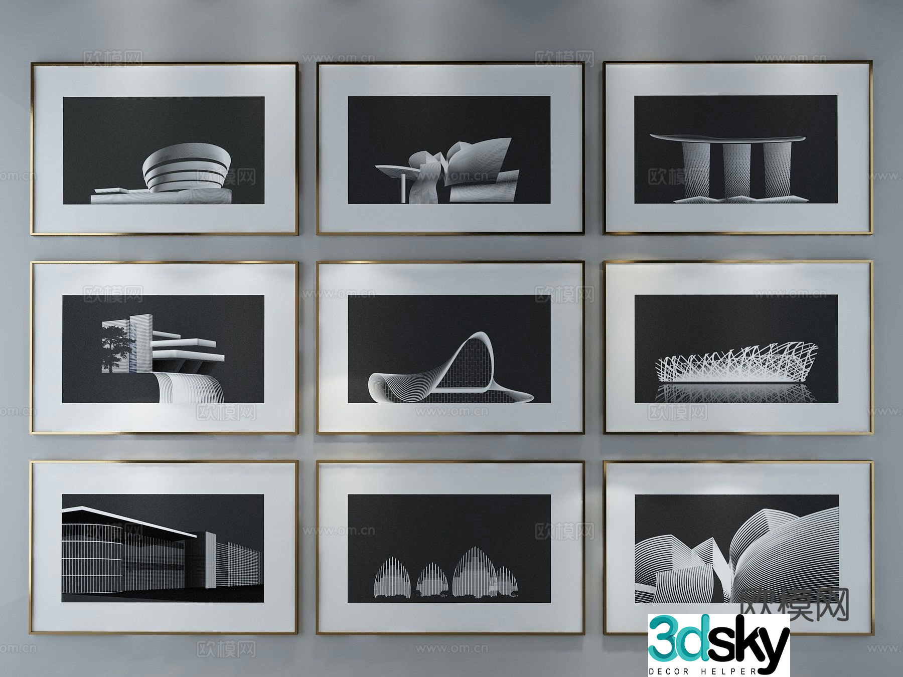 Decorative painting art painting realistic hanging painting 3d model